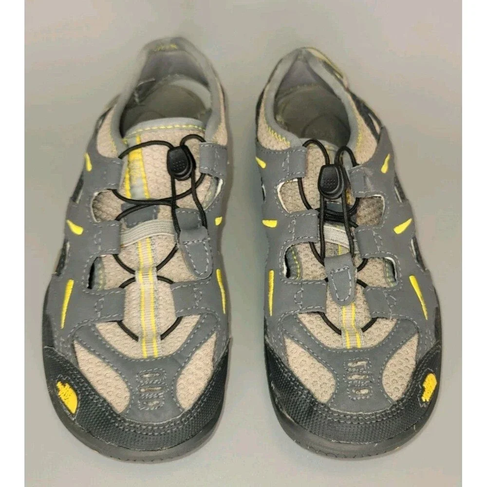 The North Face Hedgefrog Sandals Boys Youth 4 Grey Easy Pull Laces Water Shoes